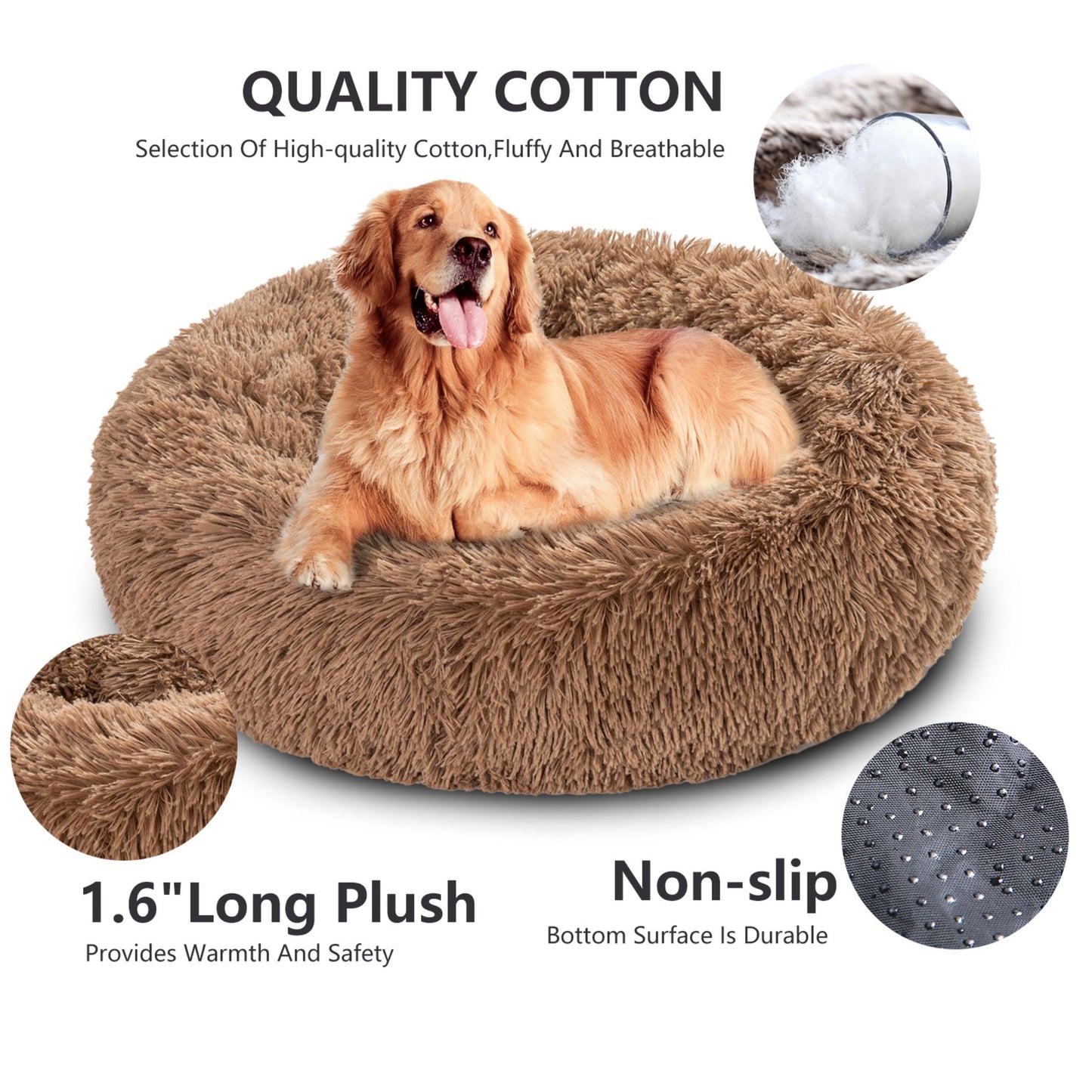 Calming Fluffy Donut Dog Bed
