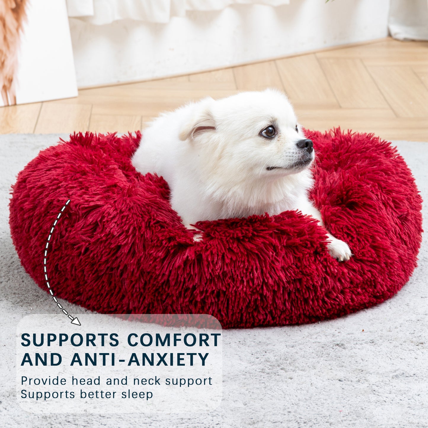 Calming Fluffy Donut Dog Bed