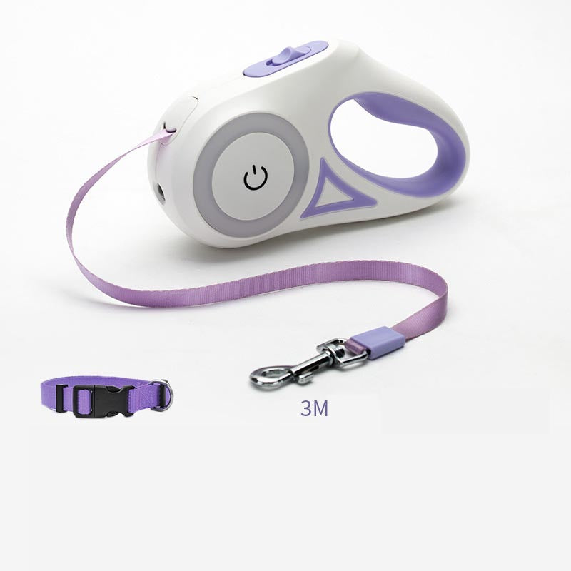 Retractable Dog Leash with LED Light – Automatic Pet Leash & Collar for Small & Medium Dogs