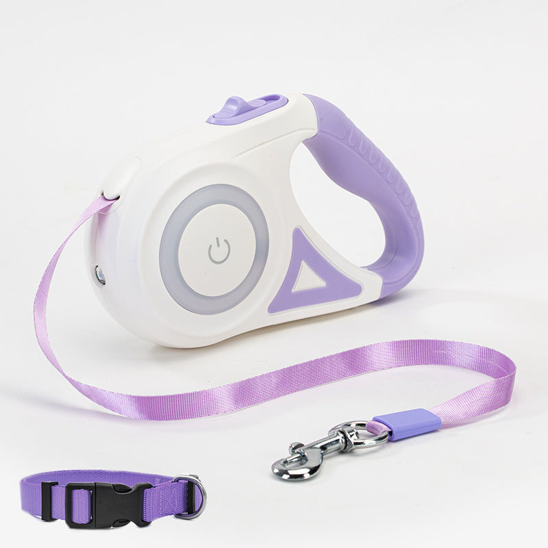 Retractable Dog Leash with LED Light – Automatic Pet Leash & Collar for Small & Medium Dogs