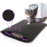 Double-Layer Cat Litter Mat – Waterproof Non-Slip Litter Trapper Mat (24" × 15", Black)