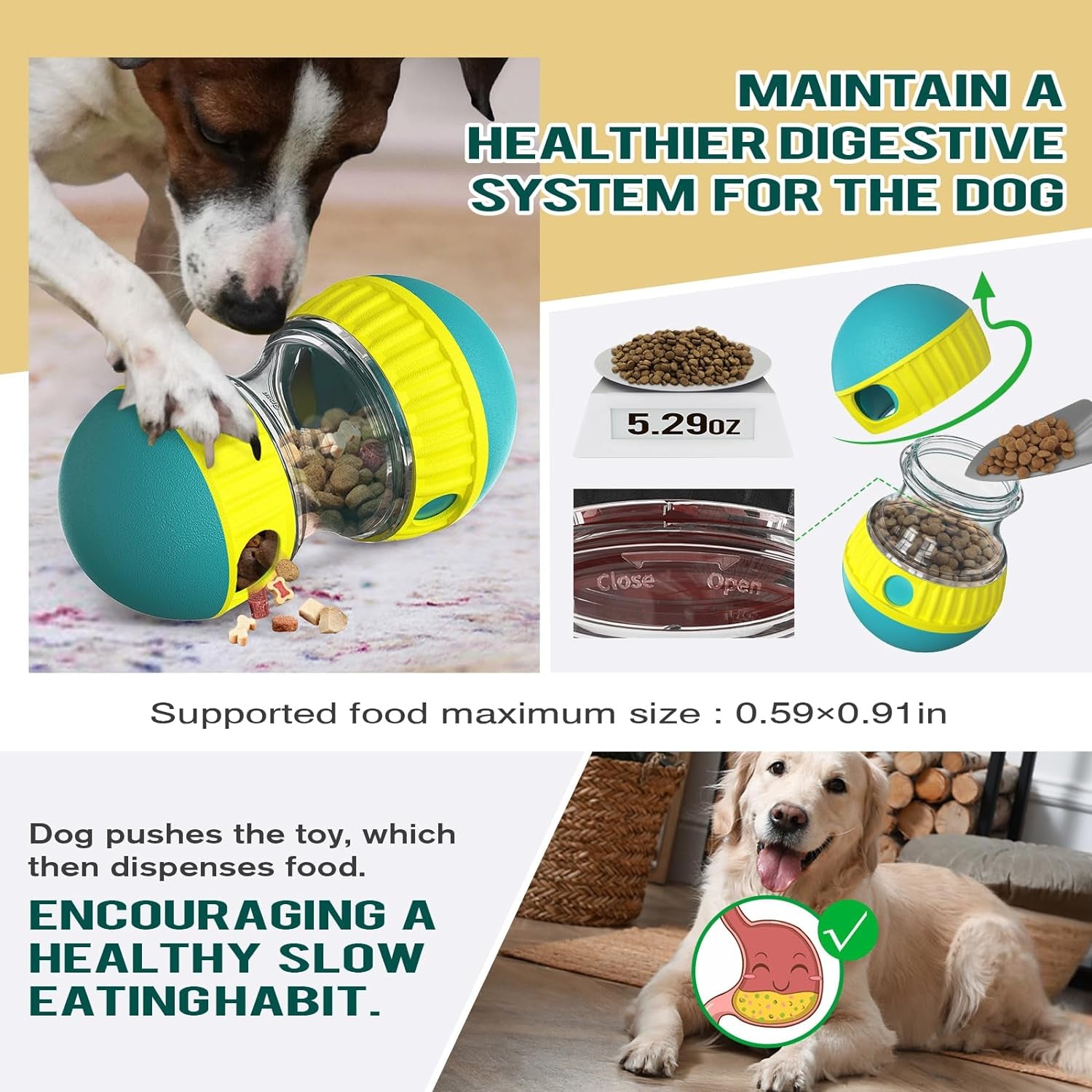 Premium Dog Puzzle Ball – Adjustable Treat Dispenser for Slow Feeding & Mental Stimulation (Green)