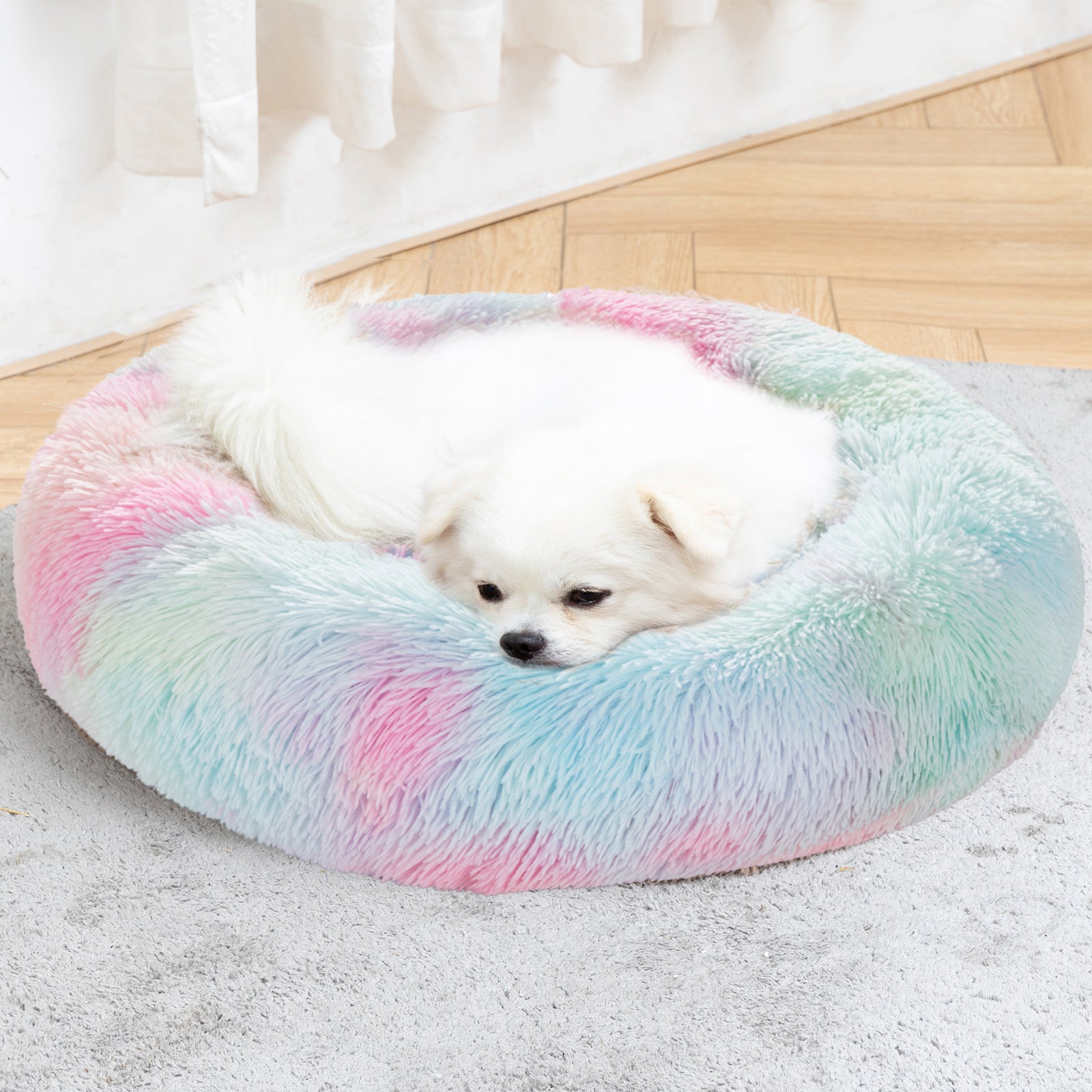 Calming Fluffy Donut Dog Bed