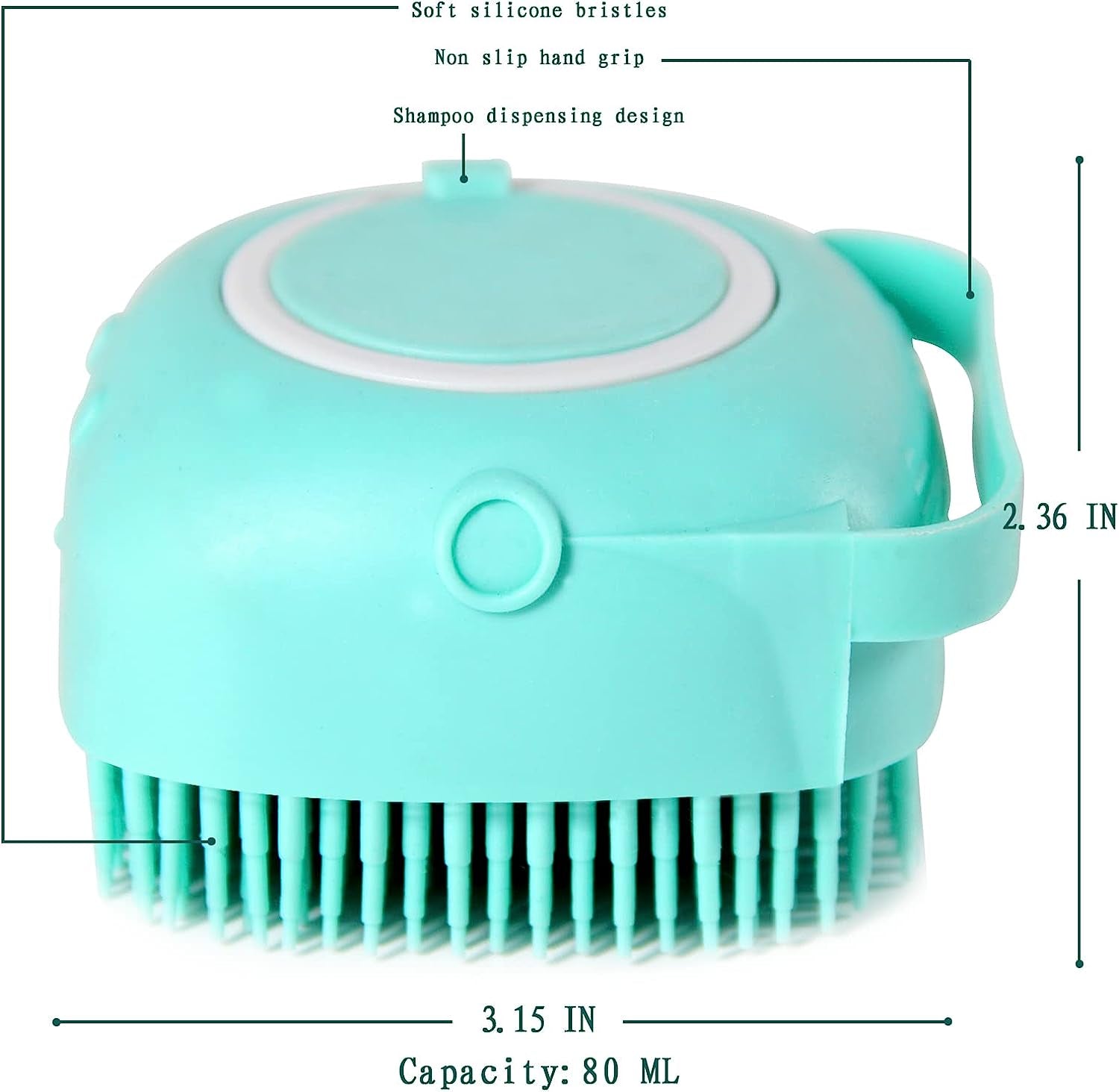 Soft Silicone Pet Bath Brush with Shampoo Dispenser for Dogs and Cats - Grooming Shower Brush (Blue)