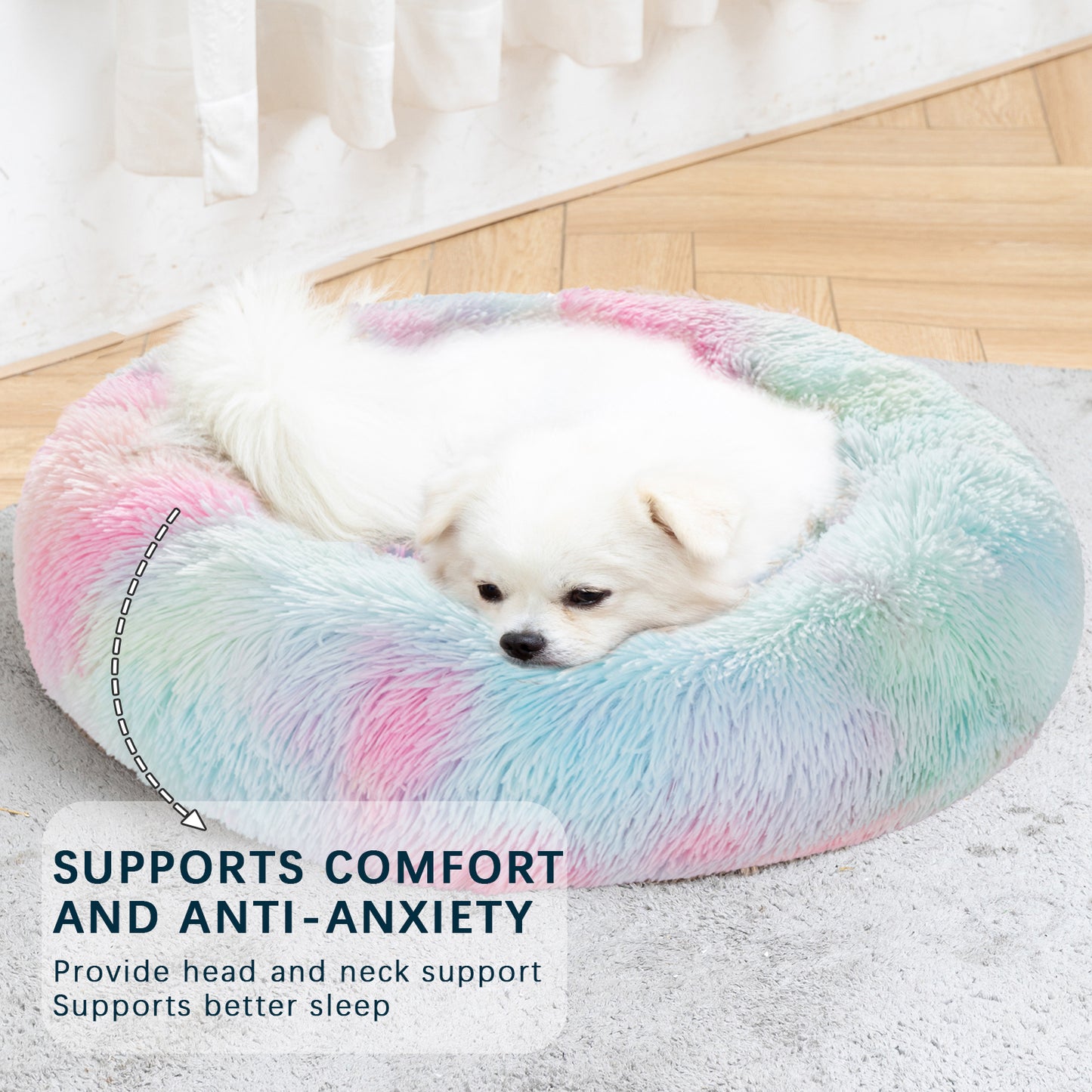 Calming Fluffy Donut Dog Bed