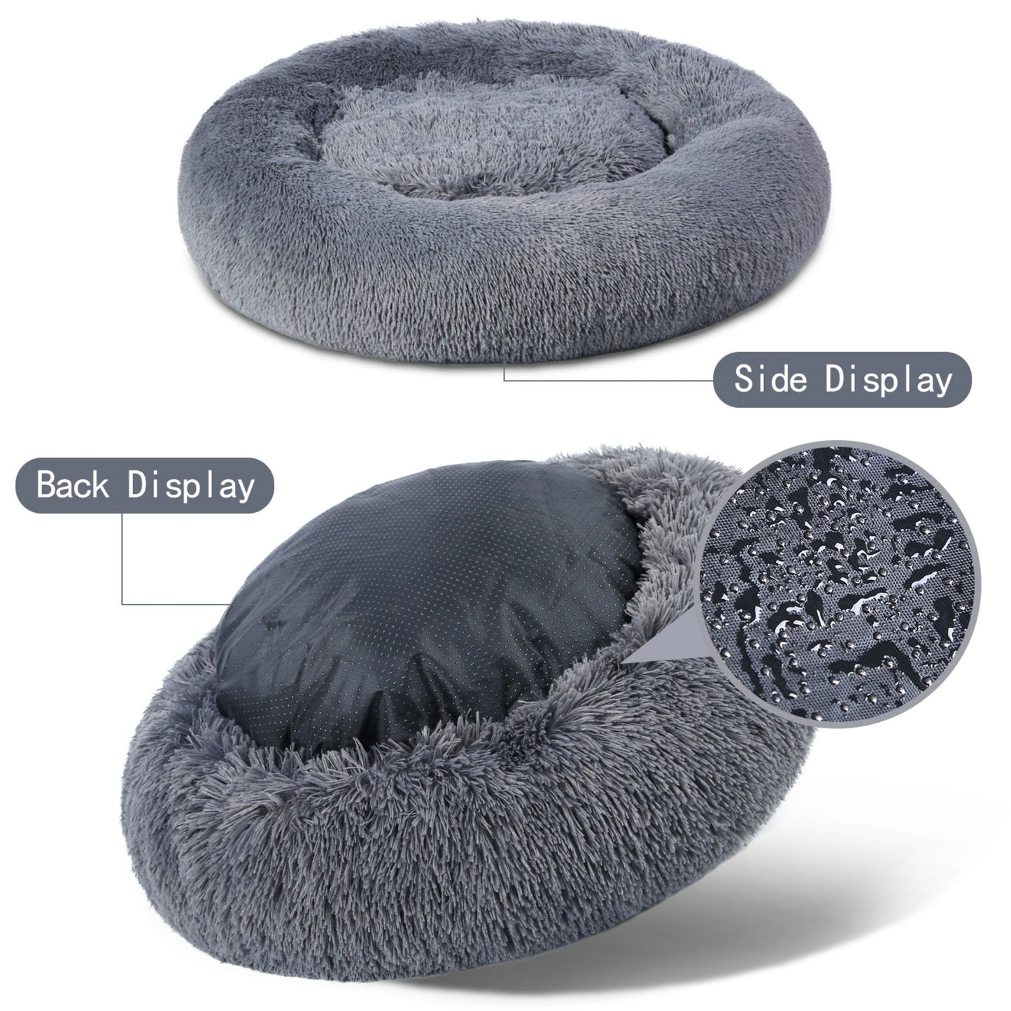 Calming Fluffy Donut Dog Bed