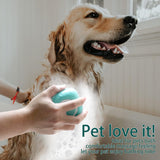 Soft Silicone Pet Bath Brush with Shampoo Dispenser for Dogs and Cats - Grooming Shower Brush (Blue)