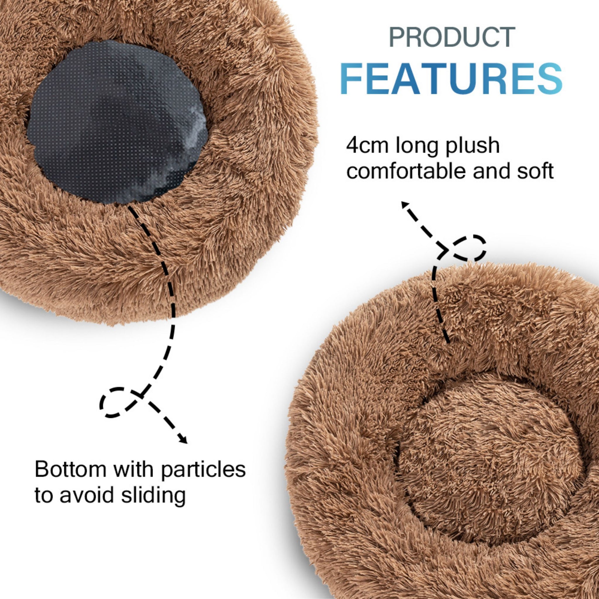 Calming Fluffy Donut Dog Bed