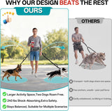 Hands-Free Double Dog Leash for 2 Dogs: Heavy-Duty Shock-Absorbing Bungee, Adjustable Waist Belt – Perfect for Running, Hiking & Daily Walks (Medium & Large Dogs)