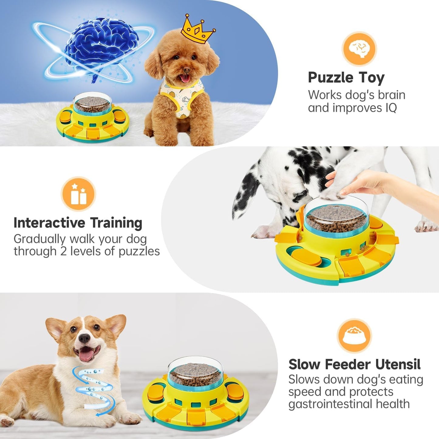 2-Level Interactive Dog Puzzle Toy – Slow Feeder Treat Dispenser for Mental Enrichment & IQ Training