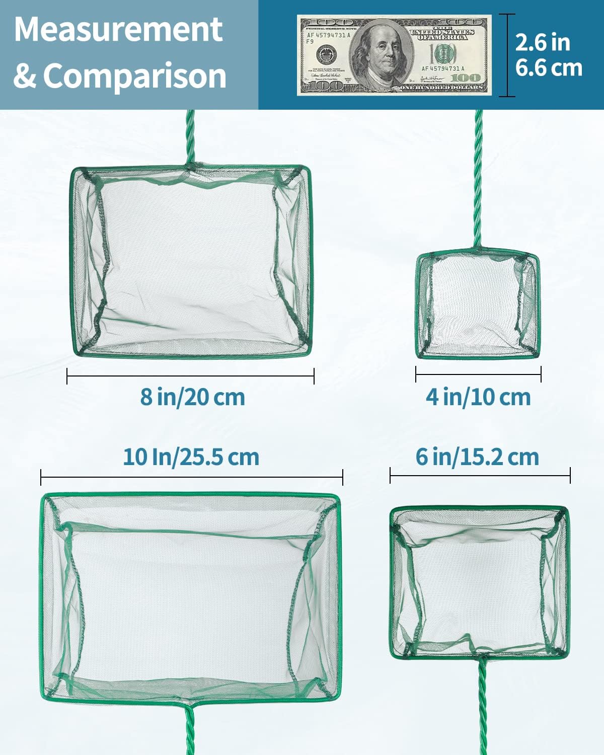 Heavy-Duty Aquarium Fish Net with Soft Fine Mesh for Aquariums, Koi Ponds & Pools