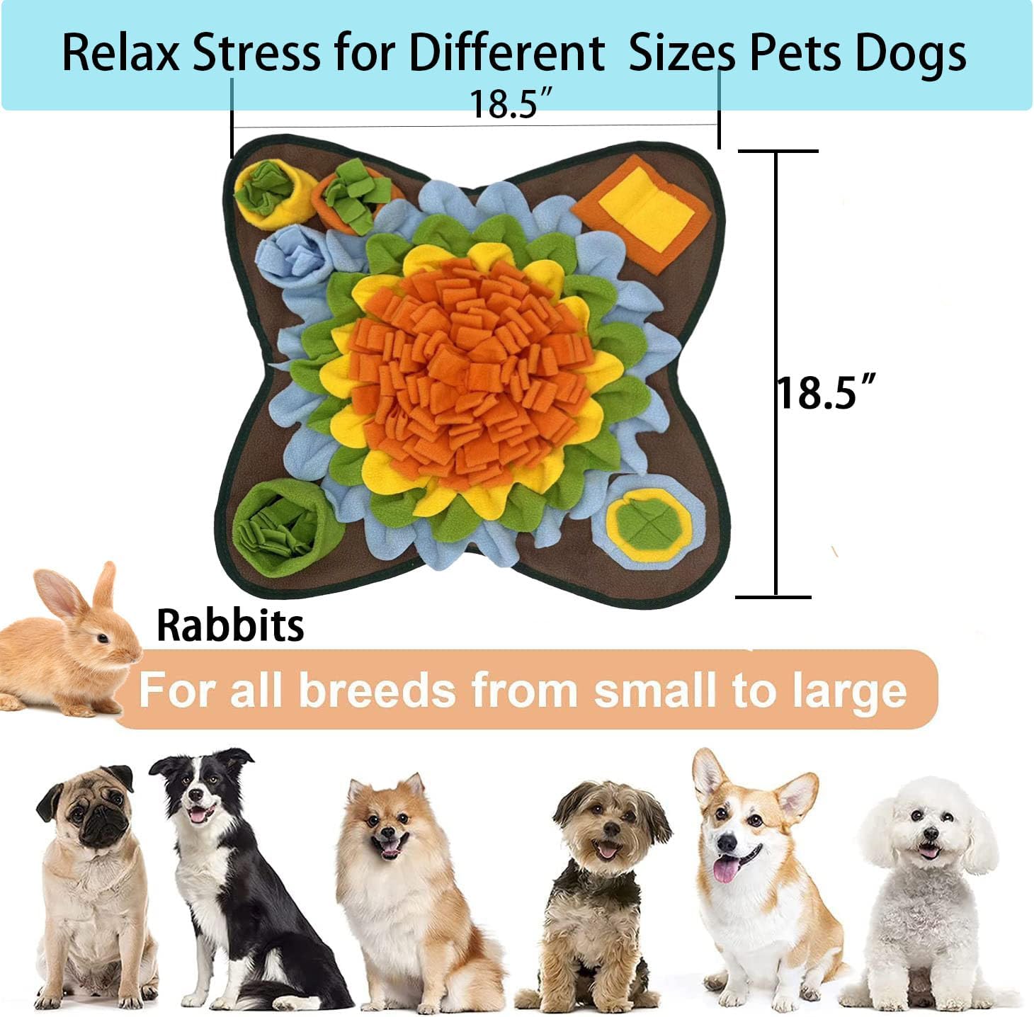 Interactive Dog Snuffle Mat – Slow Feeding Puzzle for Mental Enrichment, Foraging Training & Stress Relief (Orange)