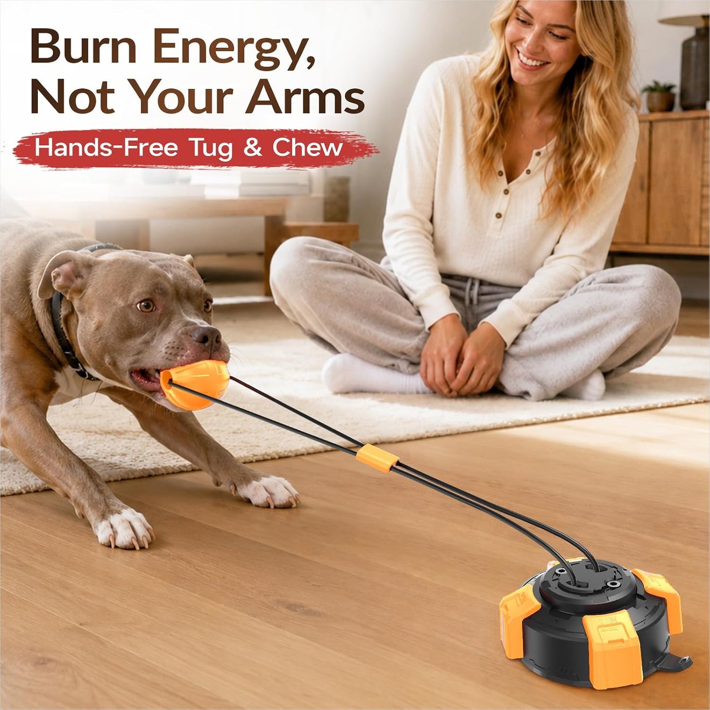 Interactive Tug of War Dog Toy – Heavy-Duty Suction Cup for Medium & Large Dogs (Black & Orange)