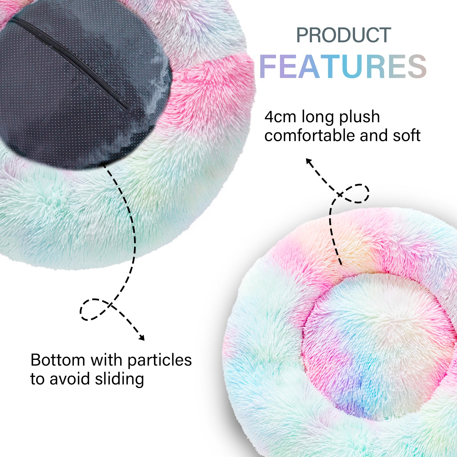 Calming Fluffy Donut Dog Bed