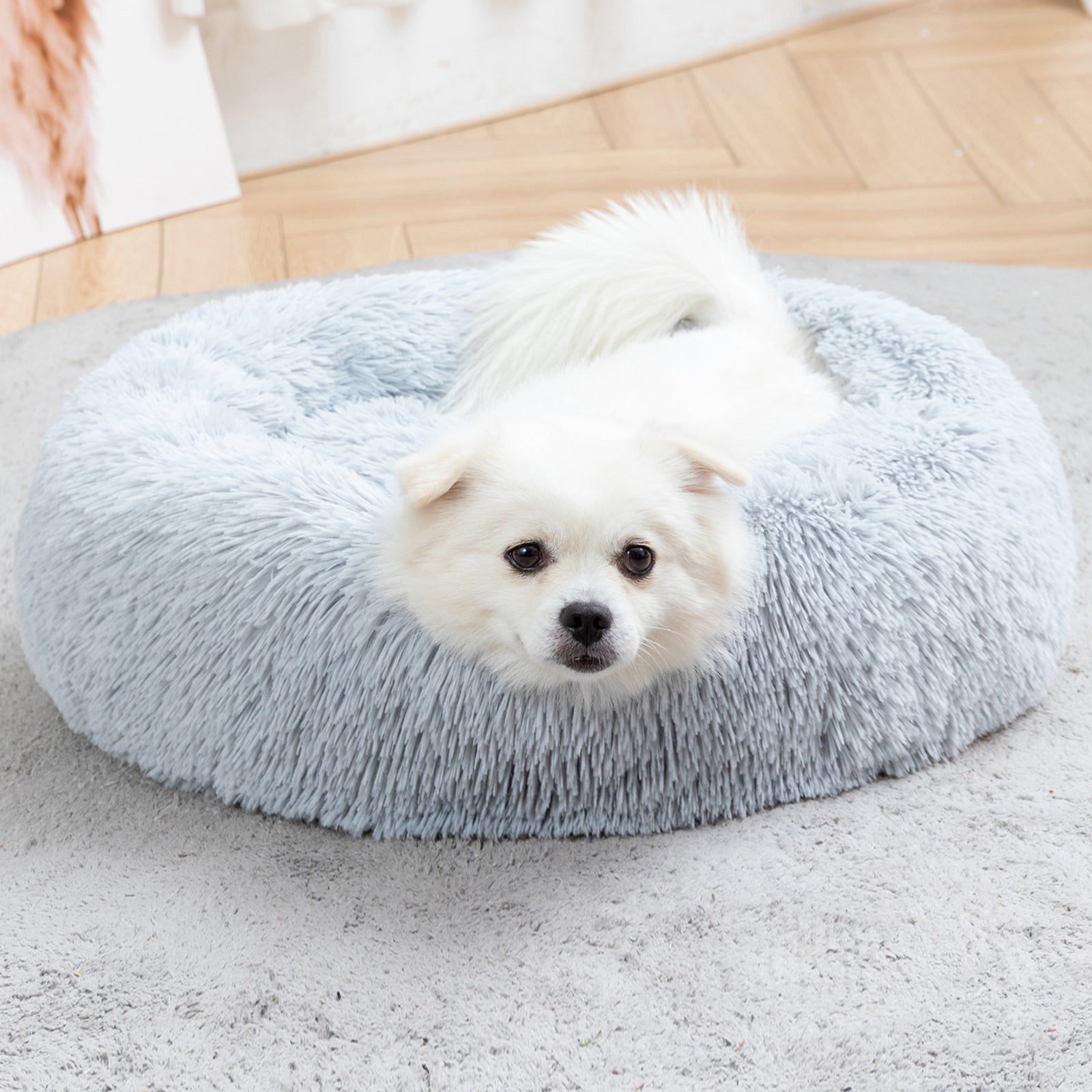 Calming Fluffy Donut Dog Bed