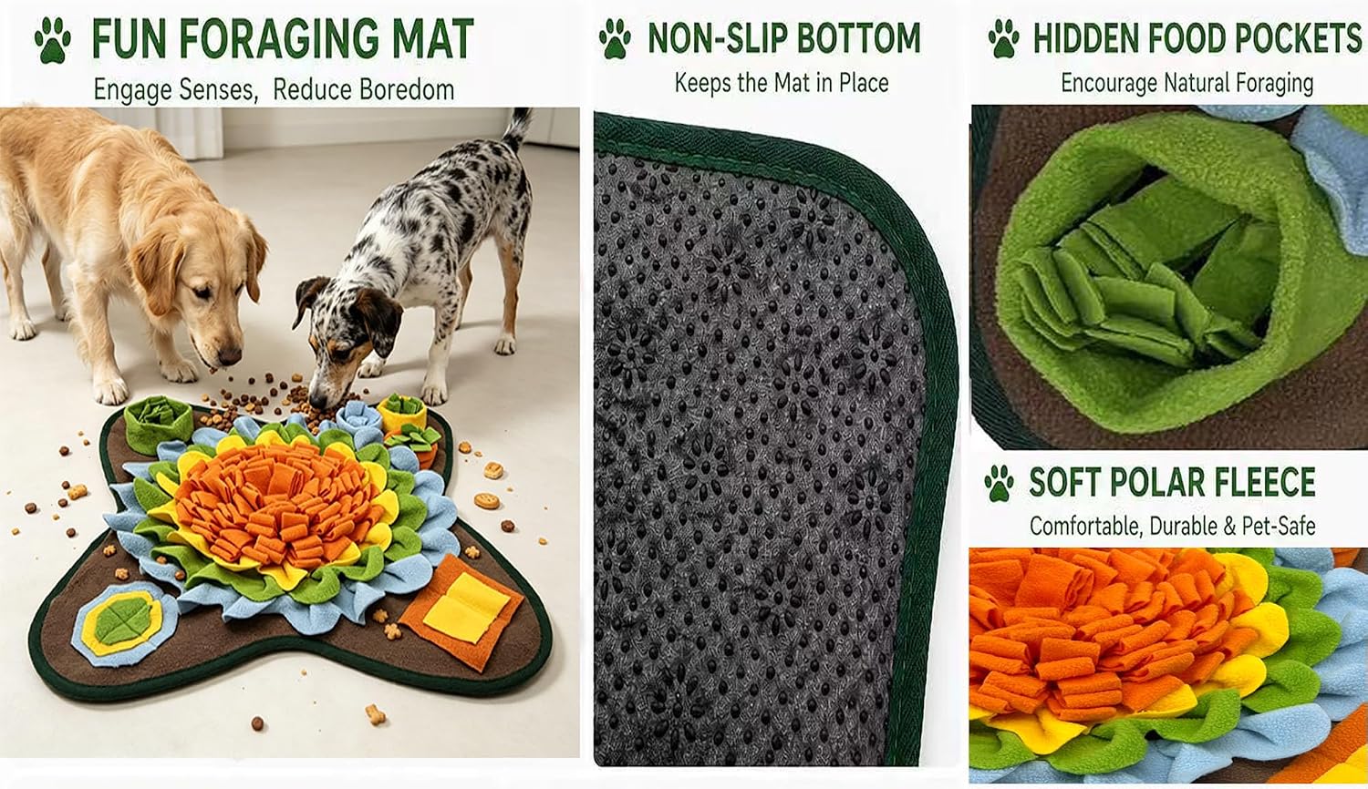 Interactive Dog Snuffle Mat – Slow Feeding Puzzle for Mental Enrichment, Foraging Training & Stress Relief (Orange)