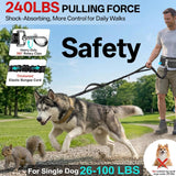 Hands-Free Double Dog Leash for 2 Dogs: Heavy-Duty Shock-Absorbing Bungee, Adjustable Waist Belt – Perfect for Running, Hiking & Daily Walks (Medium & Large Dogs)