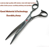 Titanium Professional Dog Grooming Scissors Set,Straight & Thinning & Curved Scissors 4Pcs Set for Dog Grooming (Bright Black)
