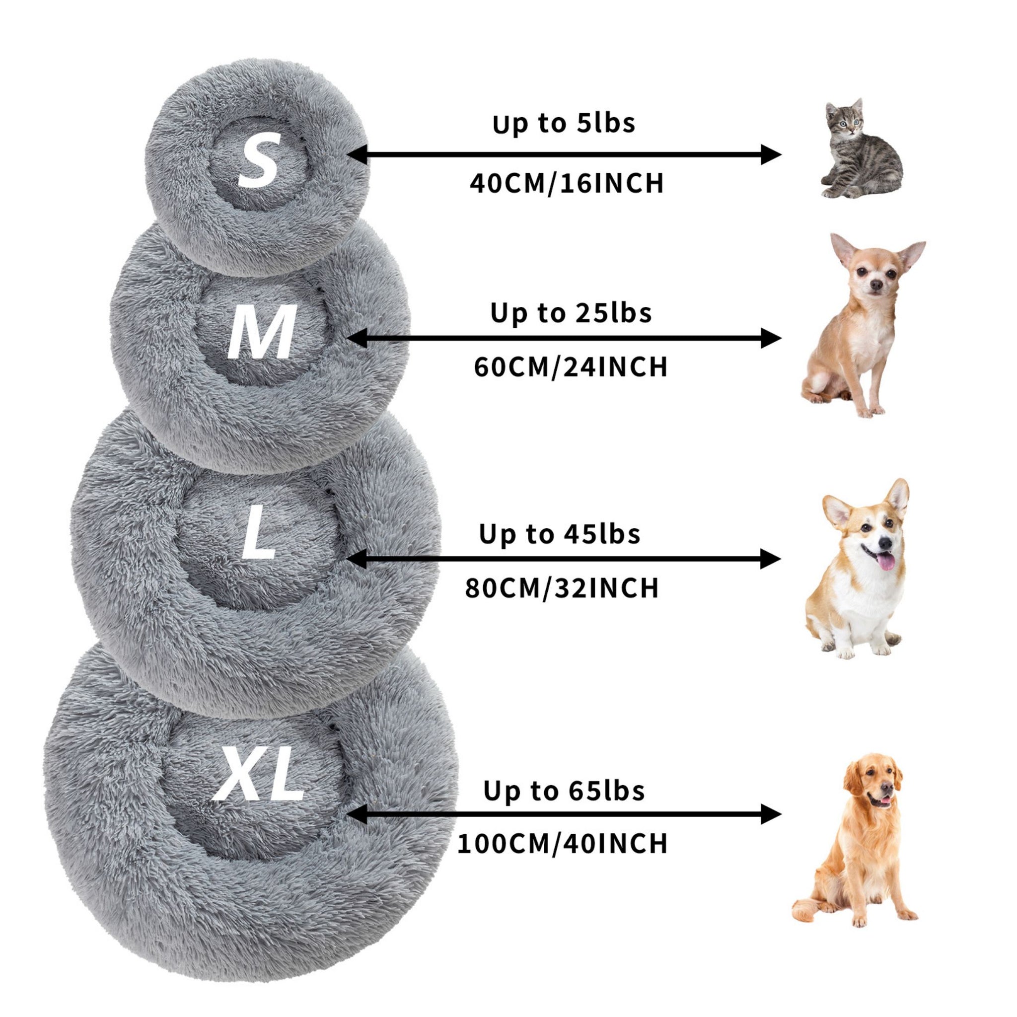 Calming Fluffy Donut Dog Bed