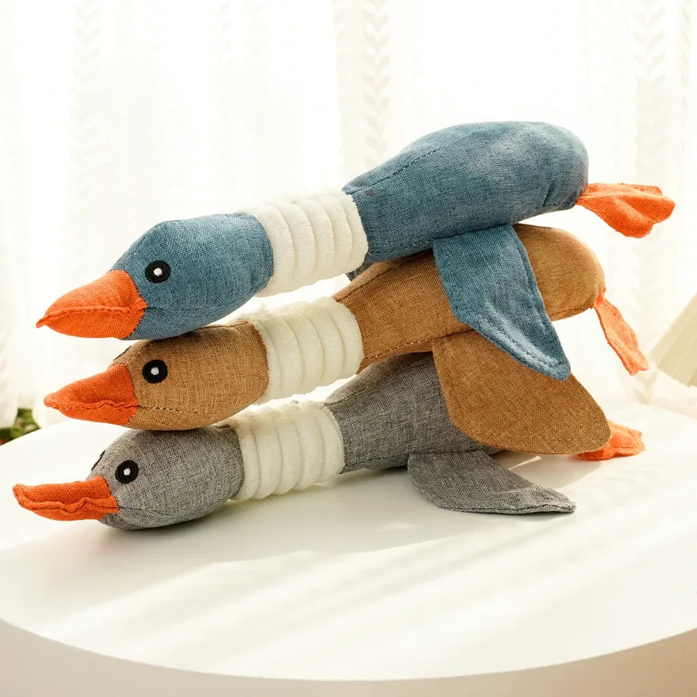 Cute Dog Plush Toys Pet Duck Squeak Toy for Puppy Sound Wild Goose Chew Toy for Small Middle Large Dogs Teeth Cleaning Toys