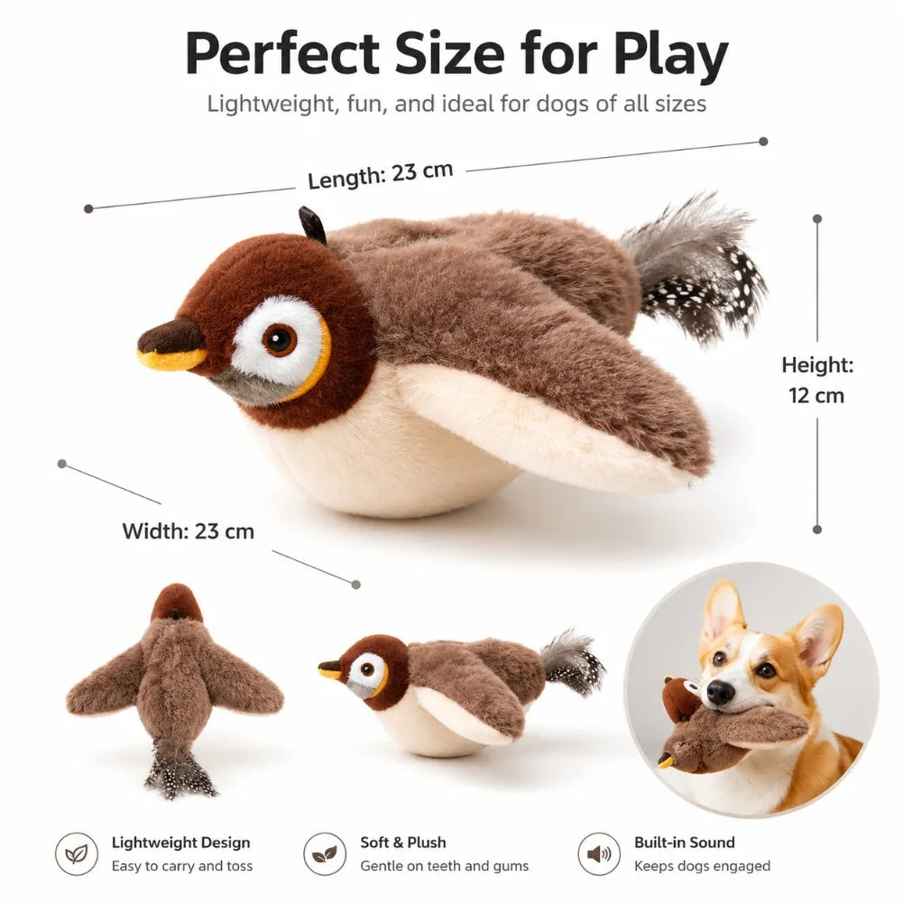 Interactive Flapping Bird Toy – Motion-Activated Plush for Dogs & Cats with Dual Sound Effects