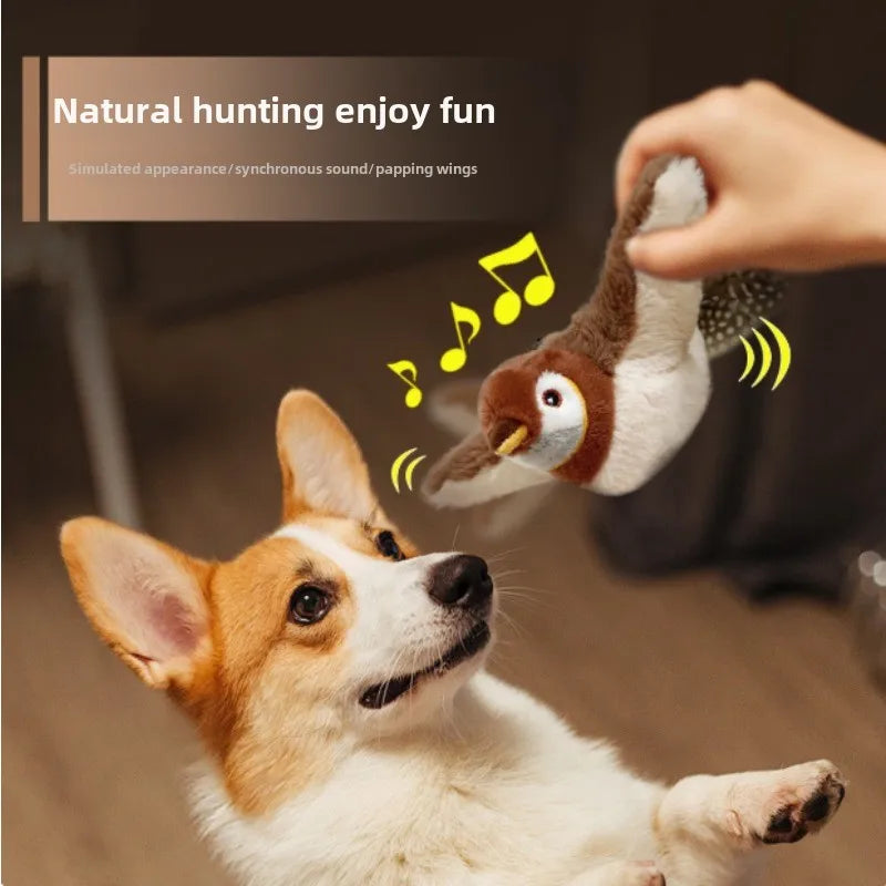 Interactive Flapping Bird Toy – Motion-Activated Plush for Dogs & Cats with Dual Sound Effects