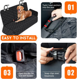 Dog Car Seat Cover, Back Seat Cover for Dogs Pet Car Seat Protector Waterproof Rear Seat Cover Durable Car Seat Cover, Fits Middle Armrest for Most Cars Suvs Trucks (53” Width)- Black