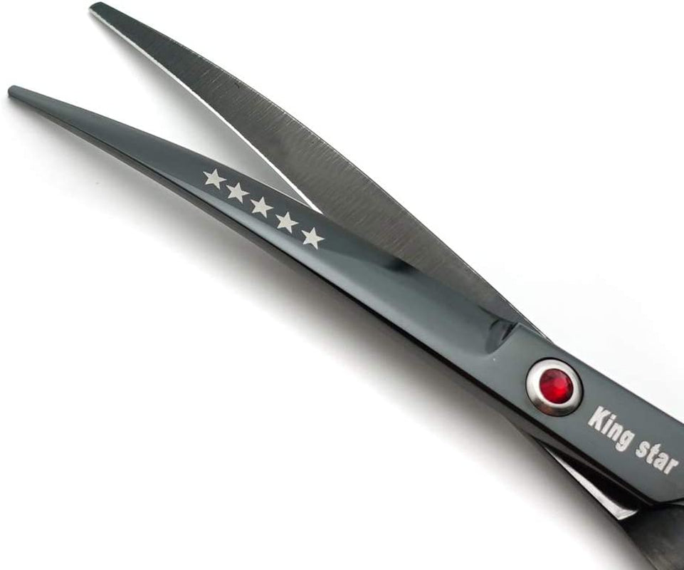 Titanium Professional Dog Grooming Scissors Set,Straight & Thinning & Curved Scissors 4Pcs Set for Dog Grooming (Bright Black)