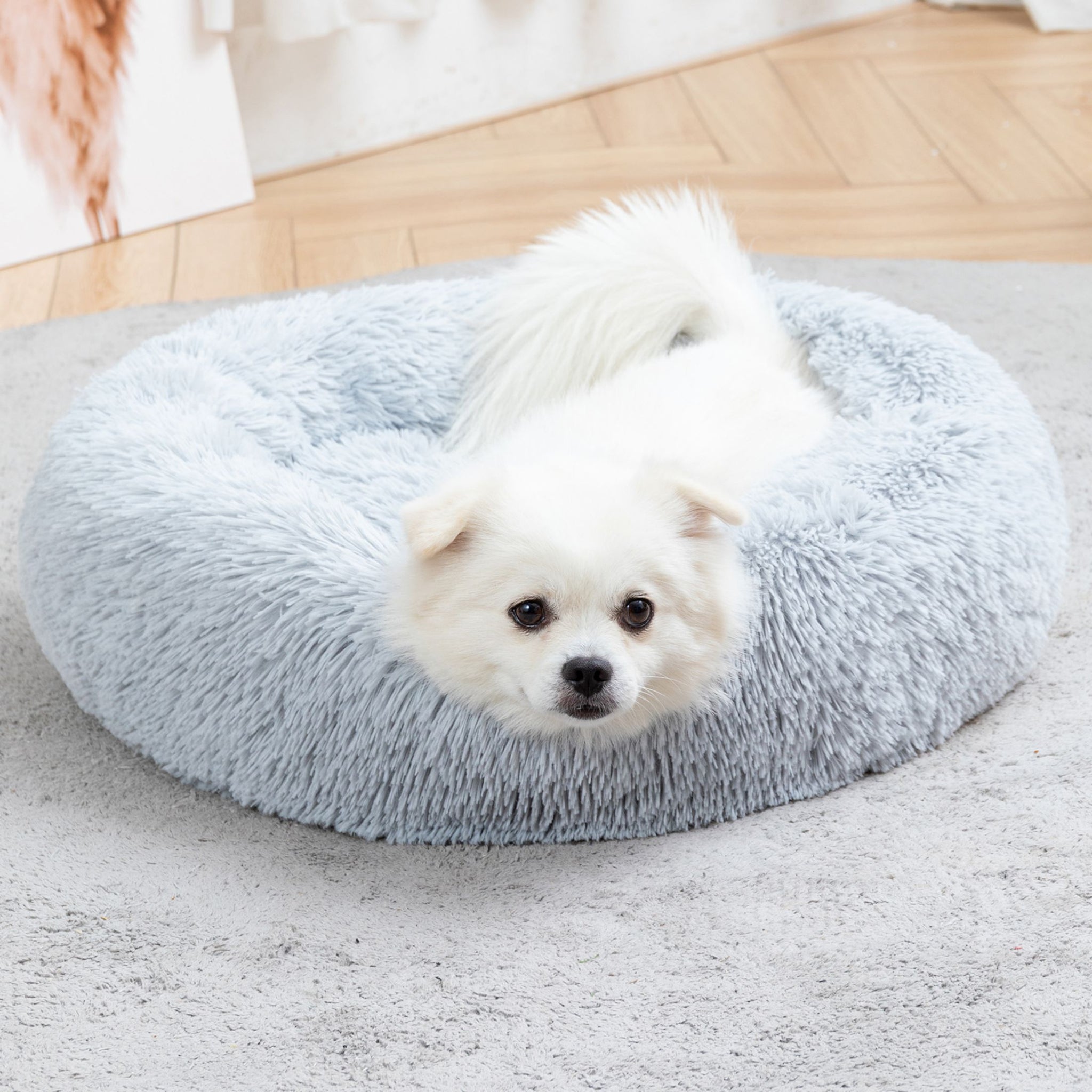 Calming Fluffy Donut Dog Bed