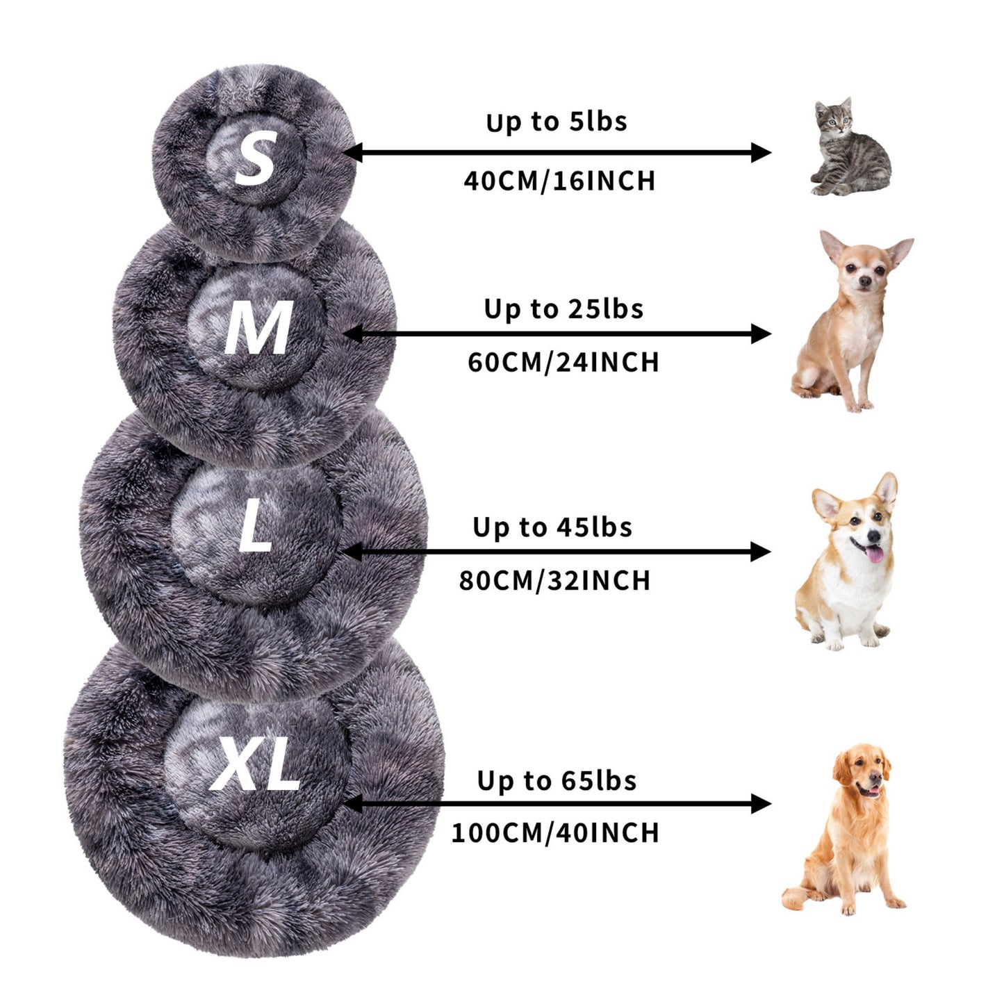 Calming Fluffy Donut Dog Bed