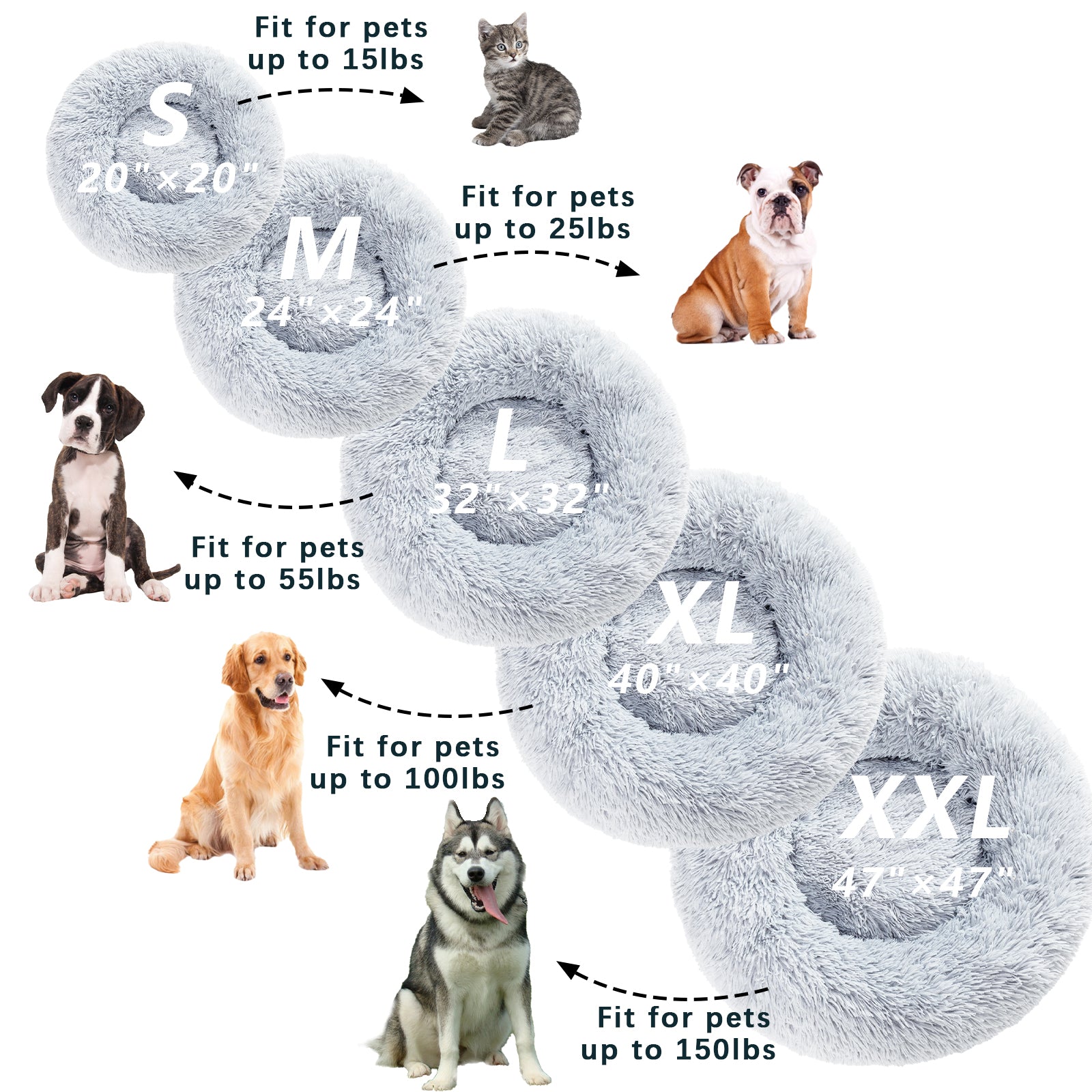 Calming Fluffy Donut Dog Bed