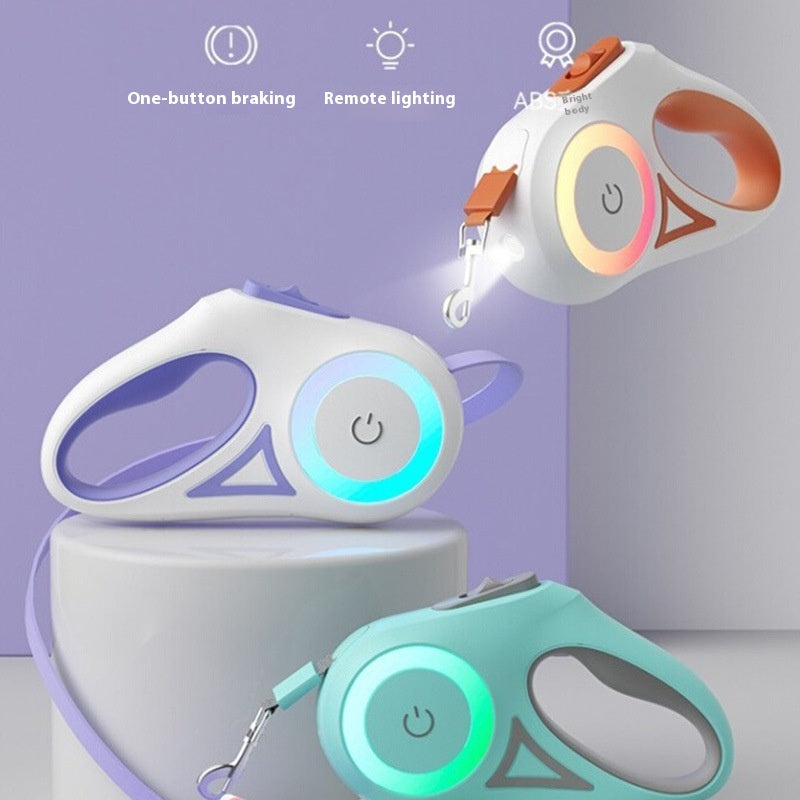 Retractable Dog Leash with LED Light – Automatic Pet Leash & Collar for Small & Medium Dogs