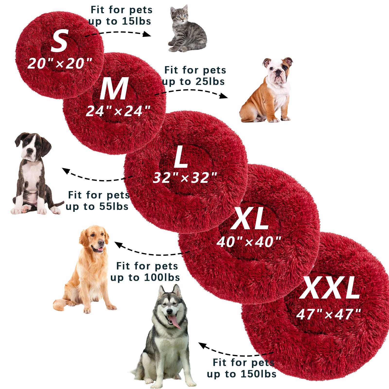 Calming Fluffy Donut Dog Bed
