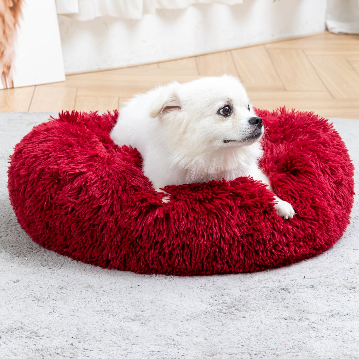 Calming Fluffy Donut Dog Bed