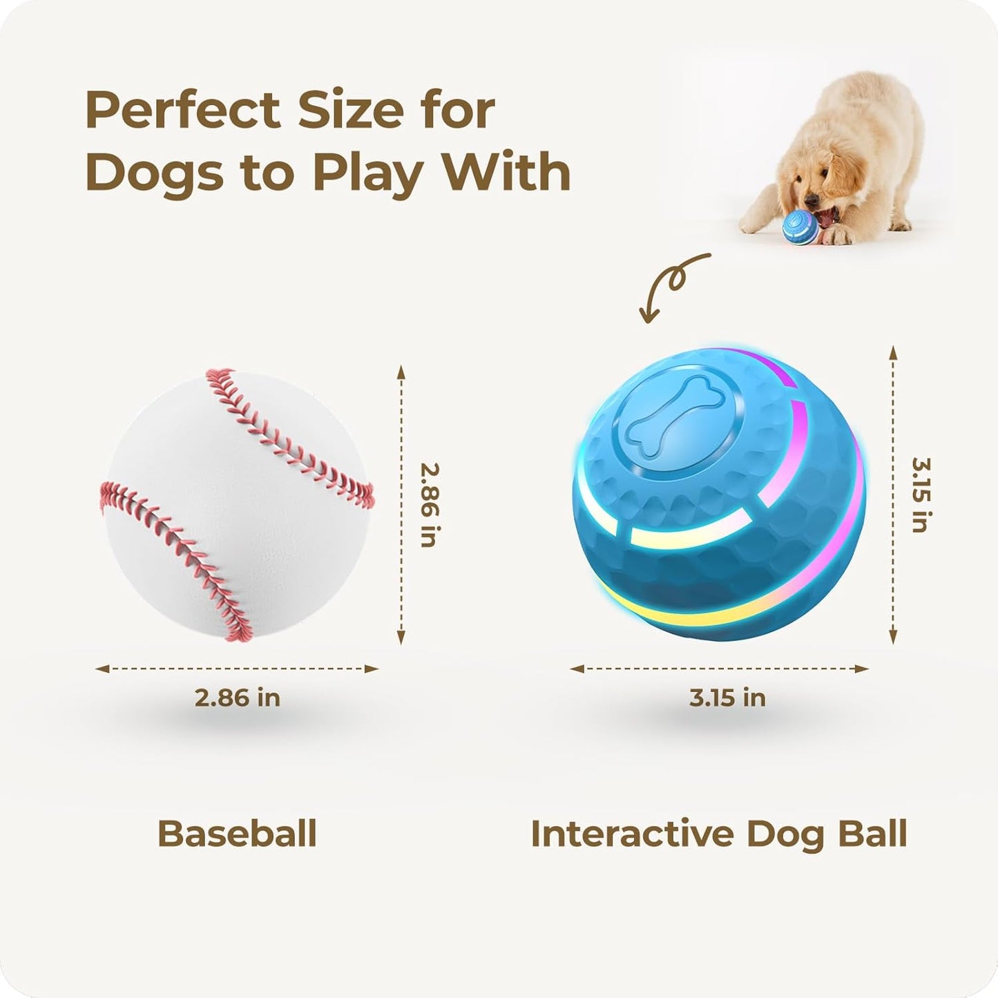 Smart Interactive Dog Ball – Automatic Motion Toy with LED Lights for Mental Stimulation & Active Play (Blue)